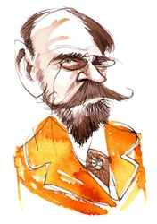 Französischer Romanautor Emile Zola (1840-1902); Karikatur